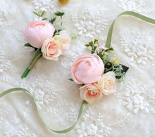 Load image into Gallery viewer, Flower Bride Boutonniere Wedding Bouquet Flowers Bridesmaids Accessories Corsage Bridal Bouquets Pearl Corsages Pink Hand Flower