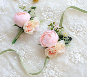 Flower Bride Boutonniere Wedding Bouquet Flowers Bridesmaids Accessories Corsage Bridal Bouquets Pearl Corsages Pink Hand Flower