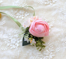 Load image into Gallery viewer, Flower Bride Boutonniere Wedding Bouquet Flowers Bridesmaids Accessories Corsage Bridal Bouquets Pearl Corsages Pink Hand Flower