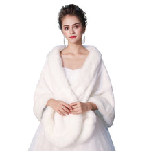 Load image into Gallery viewer, New Faux Fur Wrap Warm Large Shawl Winter Wedding Cover Up Stole Bridal Accessories Fashion Women Fur Shrug Jacket Handmade