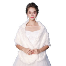 Load image into Gallery viewer, New Faux Fur Wrap Warm Large Shawl Winter Wedding Cover Up Stole Bridal Accessories Fashion Women Fur Shrug Jacket Handmade