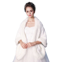 Load image into Gallery viewer, New Faux Fur Wrap Warm Large Shawl Winter Wedding Cover Up Stole Bridal Accessories Fashion Women Fur Shrug Jacket Handmade