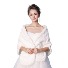 Load image into Gallery viewer, New Faux Fur Wrap Warm Large Shawl Winter Wedding Cover Up Stole Bridal Accessories Fashion Women Fur Shrug Jacket Handmade