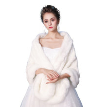 Load image into Gallery viewer, New Faux Fur Wrap Warm Large Shawl Winter Wedding Cover Up Stole Bridal Accessories Fashion Women Fur Shrug Jacket Handmade