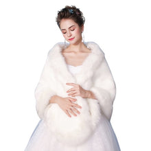 Load image into Gallery viewer, New Faux Fur Wrap Warm Large Shawl Winter Wedding Cover Up Stole Bridal Accessories Fashion Women Fur Shrug Jacket Handmade