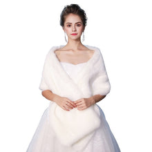 Load image into Gallery viewer, New Faux Fur Wrap Warm Large Shawl Winter Wedding Cover Up Stole Bridal Accessories Fashion Women Fur Shrug Jacket Handmade