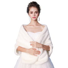 Load image into Gallery viewer, New Faux Fur Wrap Warm Large Shawl Winter Wedding Cover Up Stole Bridal Accessories Fashion Women Fur Shrug Jacket Handmade