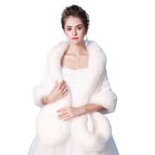 Load image into Gallery viewer, New Faux Fur Wrap Warm Large Shawl Winter Wedding Cover Up Stole Bridal Accessories Fashion Women Fur Shrug Jacket Handmade