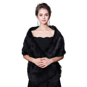 New Faux Fur Wrap Warm Large Shawl Winter Wedding Cover Up Stole Bridal Accessories Fashion Women Fur Shrug Jacket Handmade