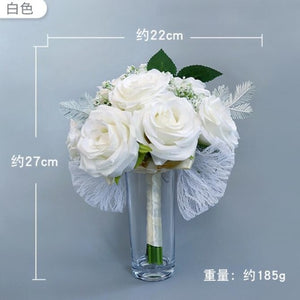 Realistic Wedding Bride Bouquet Hand Tied Flower Decoration Holiday Party Supplies European chaise longue roses wedding flowers