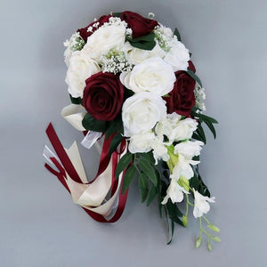 Realistic Wedding Bride Bouquet Hand Tied Flower Decoration Holiday Party Supplies European chaise longue roses wedding flowers