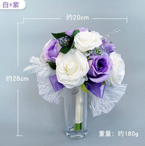 Realistic Wedding Bride Bouquet Hand Tied Flower Decoration Holiday Party Supplies European chaise longue roses wedding flowers