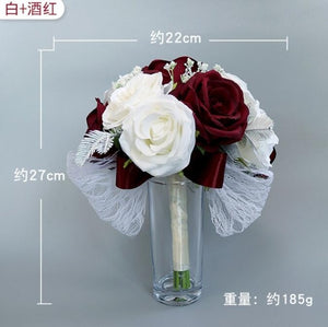 Realistic Wedding Bride Bouquet Hand Tied Flower Decoration Holiday Party Supplies European chaise longue roses wedding flowers