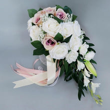 Load image into Gallery viewer, Realistic Wedding Bride Bouquet Hand Tied Flower Decoration Holiday Party Supplies European chaise longue roses wedding flowers