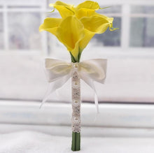 Load image into Gallery viewer, AYiCuthia  Real Touch Yellow Calla Lily Wand For Bridesmaid Flower Girl Keepsake Mini Flower Wand Wedding Bouquet Bridal S28