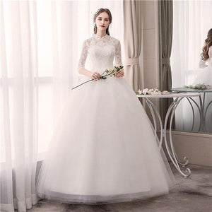 2019 New Do Dower Lace High Neck Wedding Dress Fashion Slim Embroidery Backless Plus Size Custom Made Ball Gown Wedding Gown L